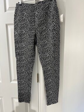 Talbots Black and White Leopard Print Pants NWT
